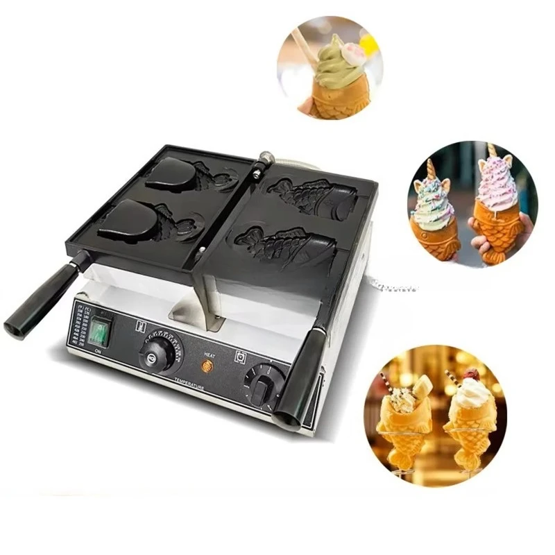 

Portable commercial automatic waffle maker for custom-shaped fish waffles in restaurants and hotels