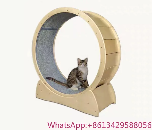 

Factory Price Wooden Pet Exercise Toy Cat Rolling Running Wheel for Health Training