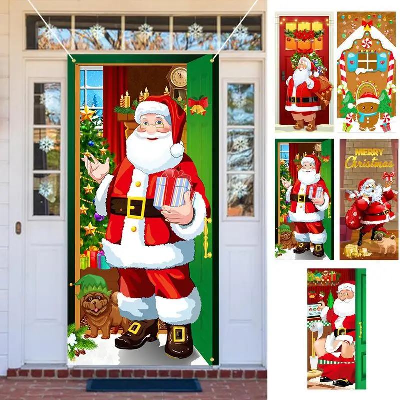 New Year Christmas Background Decoration Hanging Cloth Christmas Door Background Cloth Party Decoration Tapestry Door Cover