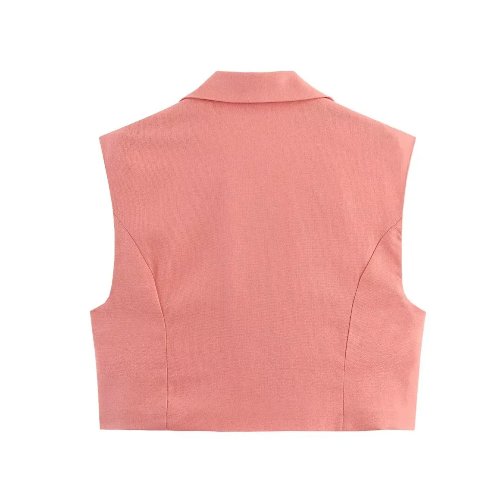 European and American style women's autumn new fashionable solid color one button sleeveless vest shorts