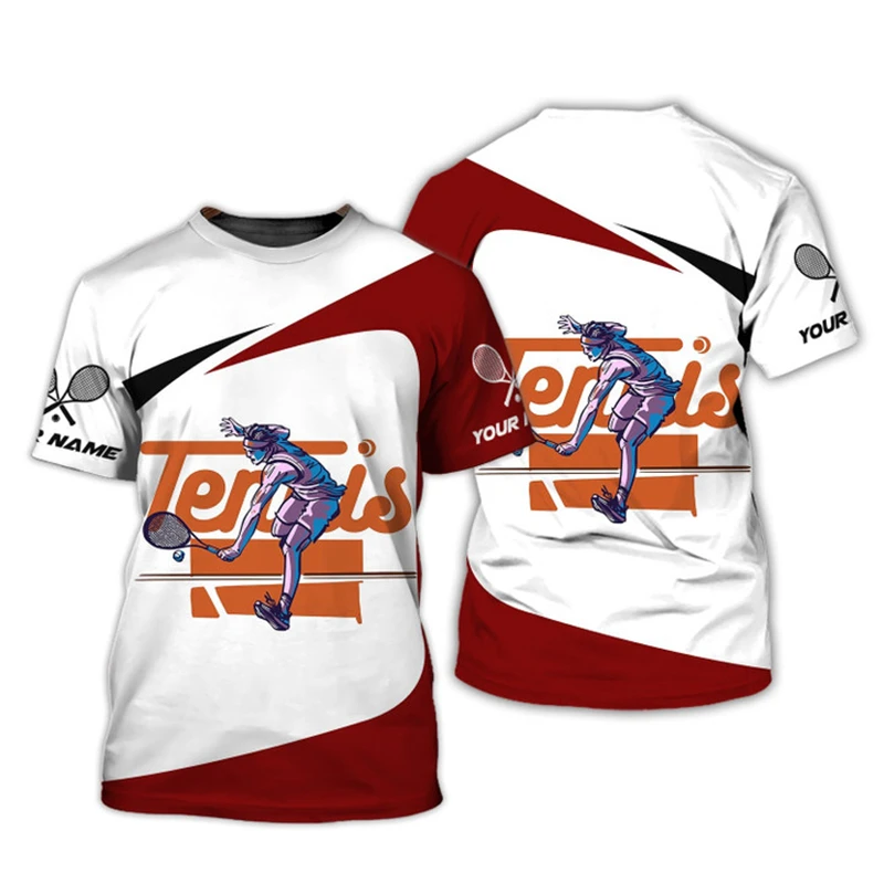Custom Name Tennis Ball Graphic T-shirt Men Women Sport Fashion Street Trendy Round Neck T Shirts DIY Personality Men Tee Tops