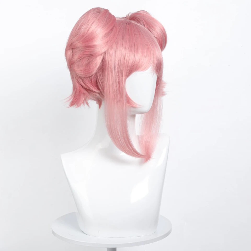 OLACARE فتاة سحرية صغيرة مستديرة الغزلان العين حديقة كوس شعر مستعار شعر مستعار تأثيري أنيمي مشروع قصير الوردي مقاومة للحرارة بيروكات صناعية #5