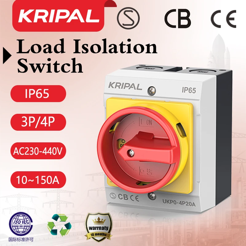 Kripal IP65 выключатели разъема 40 А, выключатель изолятора 220 В, высококачественный электрический ручной переключатель управления