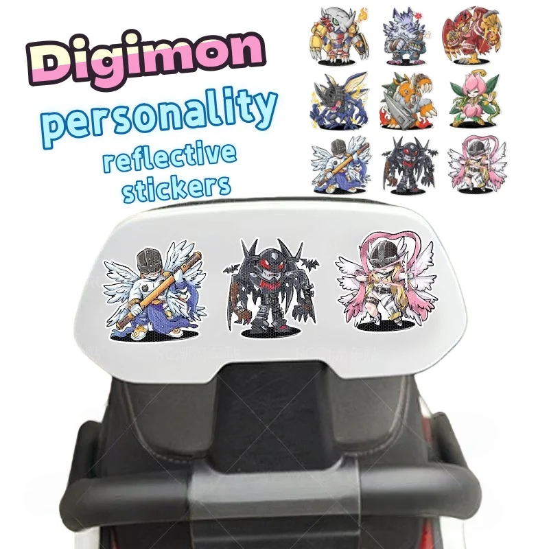 

Светоотражающая наклейка Digimon для автомобиля, модная мультяшная креативная светоотражающая наклейка для электромобилей, предупреждающая наклейка для использования в ночное время, идея для подарка
