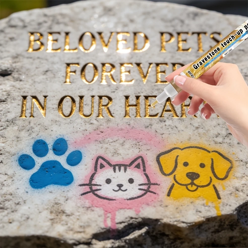 Tombstone and Monument Color Restoration Pens, Suitable for Coloring Pet Memorials, Tombstones and Other Stones. One Stroke Brin