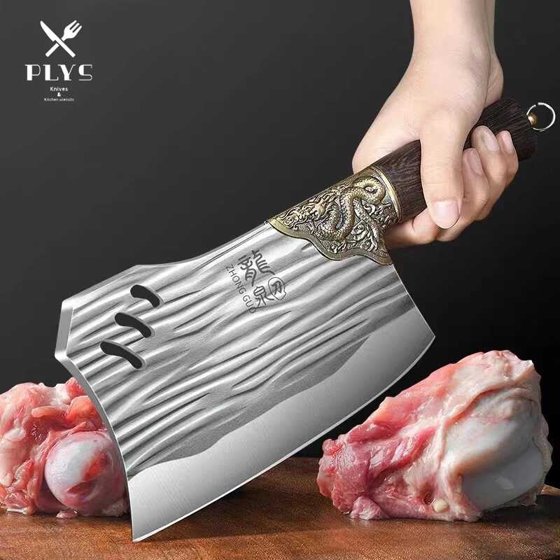 PLYS Forged Chopping Knife 5CR Stainless Steel Sharp Chopping Ribs and Chicken Kitchen Knife Commercial Chopping Bone Knife