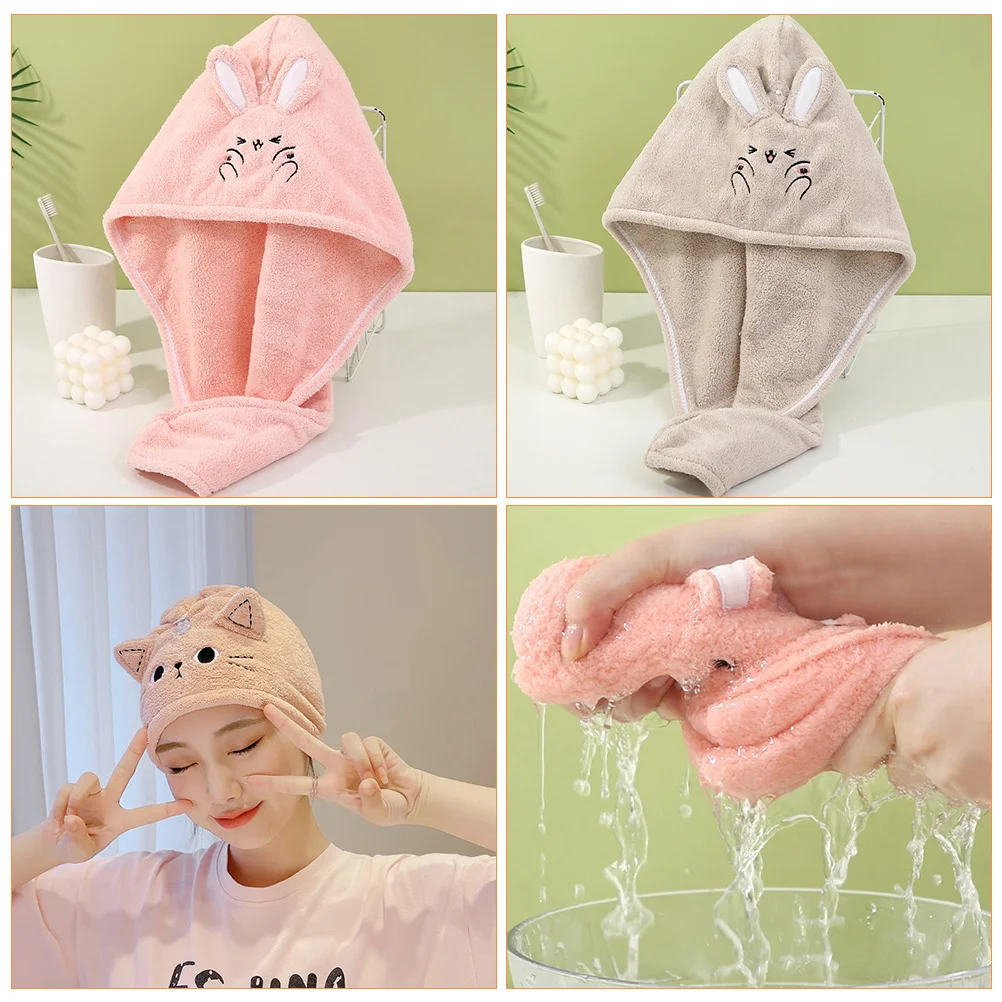 

2Pcs Absorbent Hair Drying Wrap Quick Dry Hair Towel Cap Soft Lightweight Turban for Girls Women Kids Spa Bath Gym Use