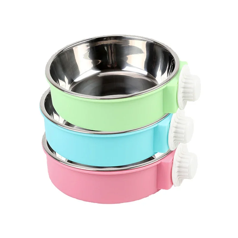 Easy Removable Pet Rabbit Feeding Bowl Hanging Stainless Steel Food Feeder For Guinea Pig Chinchilla Cage Accessoires Lapin