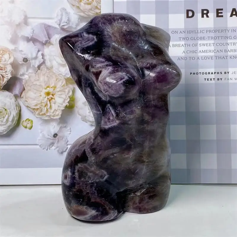 5CM Natural Dream Amethyst Gemstone Lady Body Carved Art Statue Healing Energy Crystal Crafts Home Decoration Accessories 1pcs