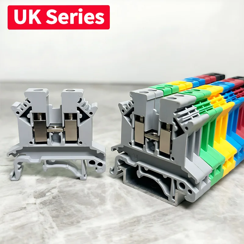 Efficient Wiring with 11.5N 2.5B 3N 5N 6N 10N 16N 25N 35N 50N UK Series Brass DIN Rail Terminal Block Screw Clamp Connector