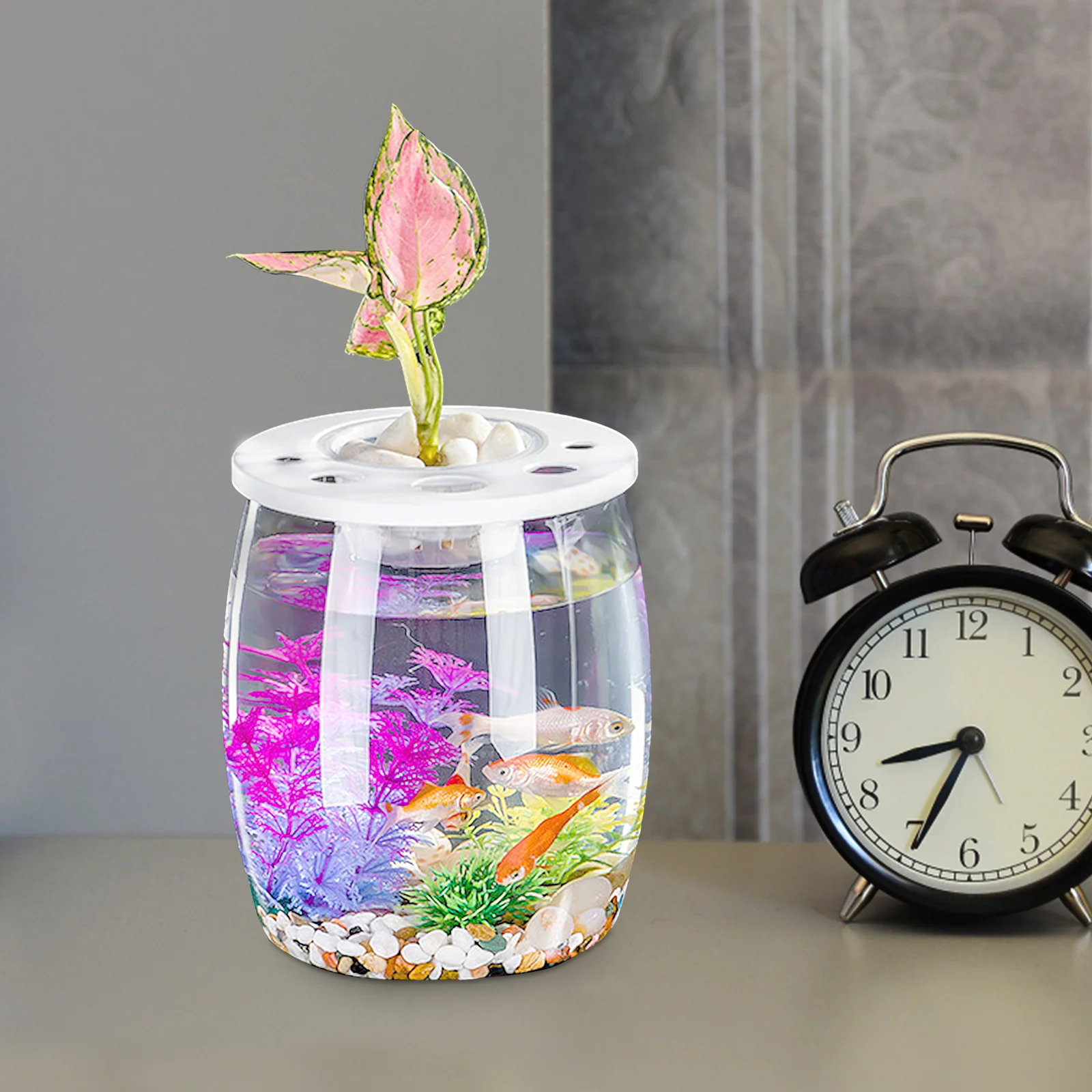 

Hydroponic Plastic Goldfish Bowl Transparent Aquarium Decorative Desktop Small Fish Bowl for Home Office Garden for Goldfish