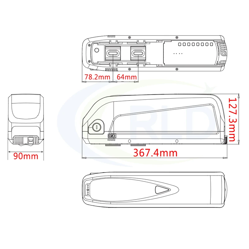 48V Hailong G80 Ebike Battery 36V 52V 28Ah 17.5Ah Samsung Panasonic 18650 cell Battery Pack for 750W 500W 350W 1500W 1000W Motor