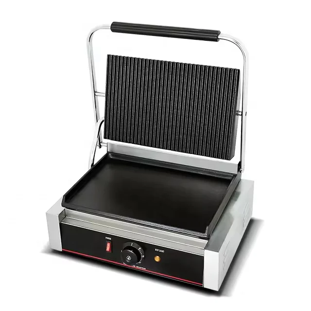 Automatic Thermostatic Device Electronic Panini Grill Press Commercial Grill for Frying and Roasting