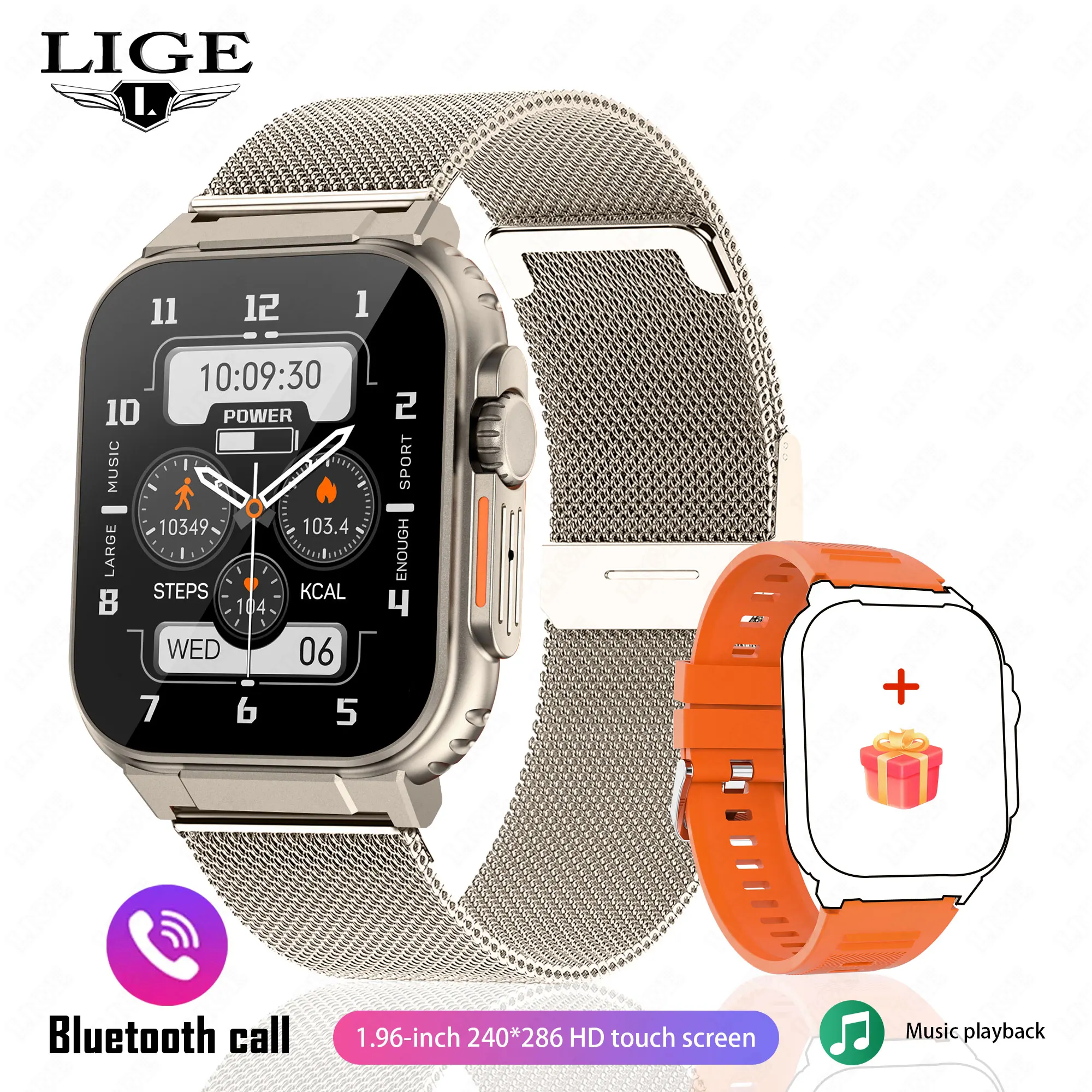 LIGE 600mAh Neue Smartwatch für Männer Outdoor-Sport Fitness-Armband Blutdruckmessgerät IP68 Wasserdicht Herren-Smartwatch für Android