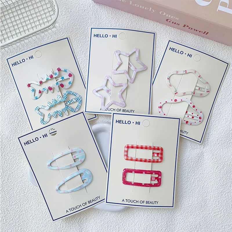 

Набор милых заколок-невидимок с принтом «рыбья кость» и «облако» для женщин и девочек, заколки для боковых прядей и челки, милые аксессуары для волос с цветочным и горошковым принтом