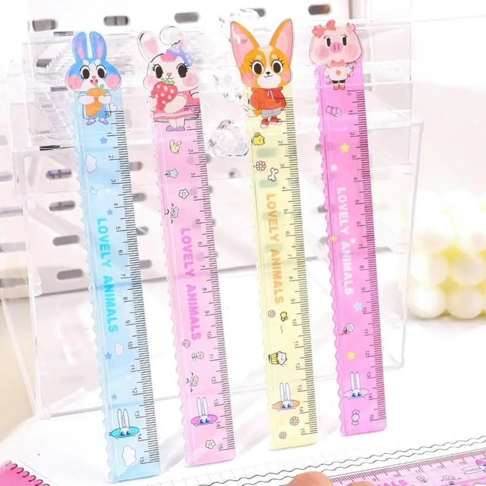 Kawaii Plastic Straight Ruler School Office Supplies Rabbit Ruler Planner Accessories Drawing Tools