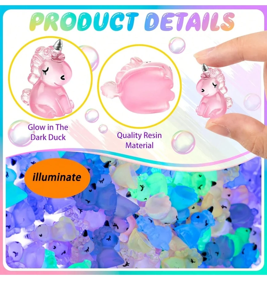 10/50PCS mini landscape luminous unicorn decorations, micro-landscape resin accessories, Valentine's Day party gifts (any color)