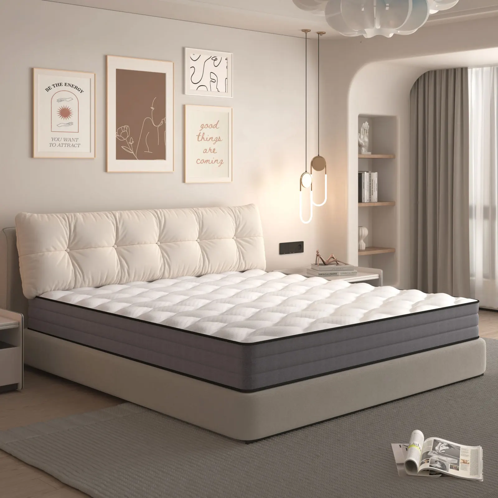Rosahqnda Matratzen Taschenfederkernmatratze 90/120/140/160/180 x 200 cm H3 20 cm 7-Zonen-Matratze mit 1000 Federn und Lyocell-Bezug