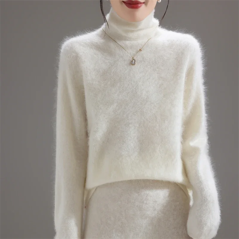 

2025 New 100% Merino Wool Women's Sweater, Thick Winter Pullover Long Sleeve Knitted Loose Top