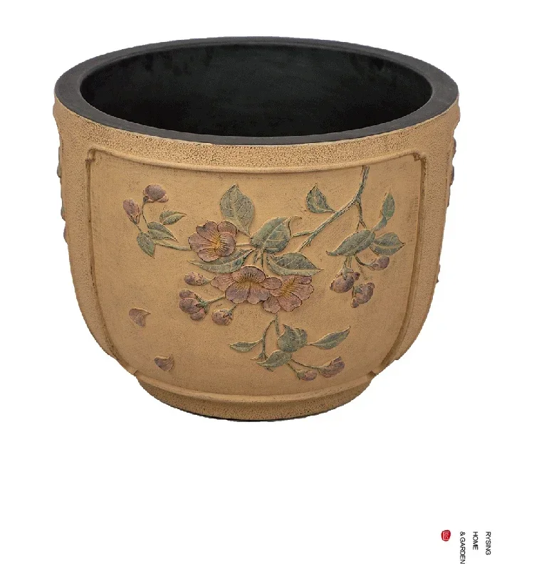 Large Flower Pots, Villas, Oversized Flower Pots, Chinese Style Carved Large Pots, Triangular Plum  Pots