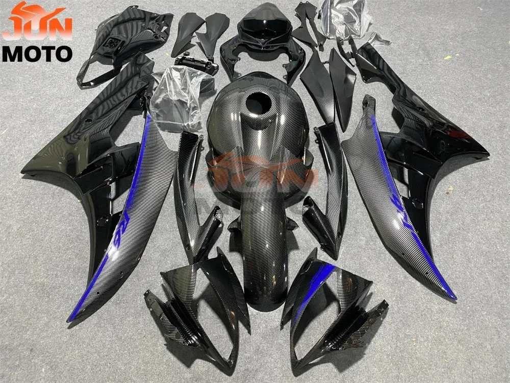 JUN Custom ABS Full Fairings Kit Fit For YAMAHA YZF-R6 YZF R6 R6 2006 2007 06 07 Carbon fiber paint