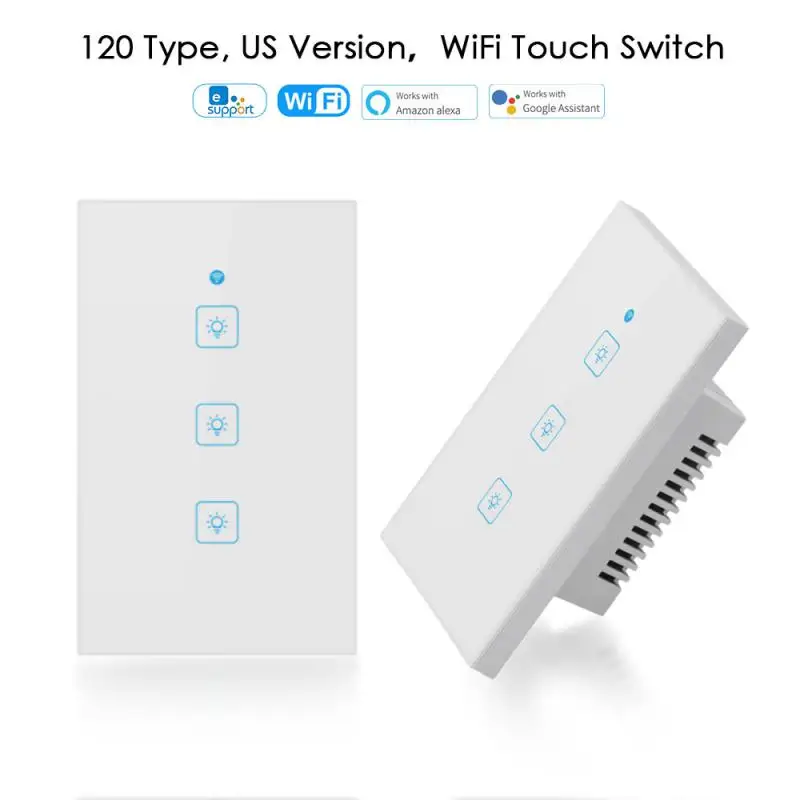 Smart Touch Switch Fit For 118/120 Type Switch Box Wifi 433mhz RF Remote Voice Control Work With Alexa Google Ewelink 90-250V