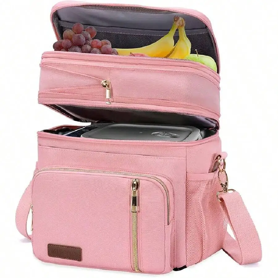 Lunch Bag & Lunch Box For Men Women, Double Deck Leakproof Insulated Soft Large Adult Camping Cooler Bag For Work, Beach, Picnic