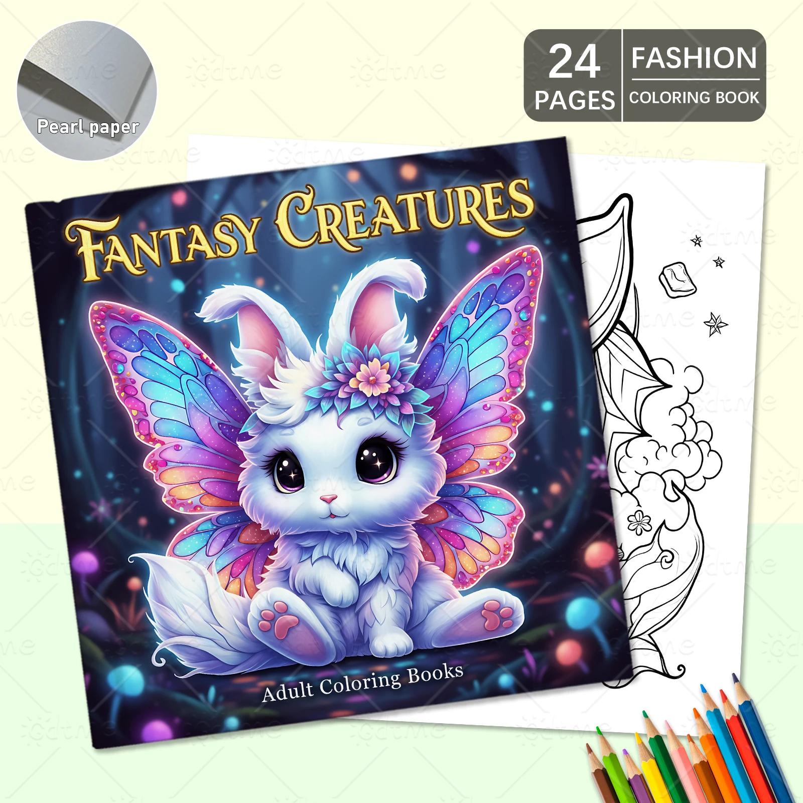 Fantasy-Kreaturen Malbuch für Erwachsene mit einfachen Cartoon-Mustern zur Entspannung, DIY-Mal- und Zeichenbücher – Detail 1