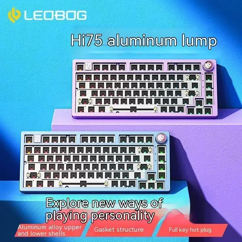 Imagem -02 - Leobog-liga de Alumínio Wirled Teclado Mecânico Rgb Kit Junta Teclado Gaming Personalizado pc Gamer Acessórios Hot Swap Hi75