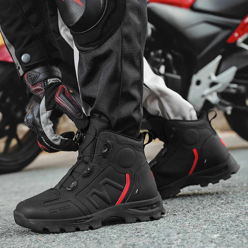 Bottes de moto imperméables pour hommes, chaussures de cyclisme pour Motocross, course de moto tout-terrain, Anti-chute, équipement respirant doux