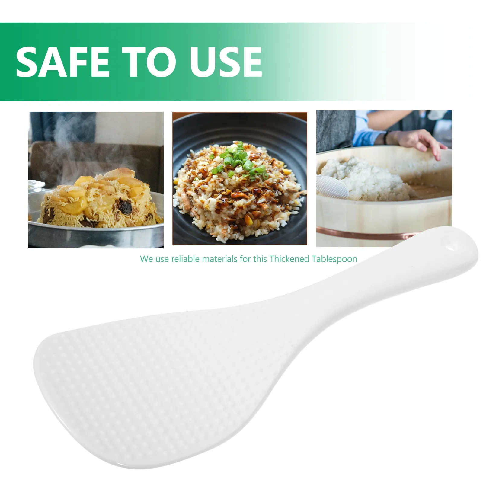 2Pcs Ceramic Rice Spoon Smooth Polished Surface Comfortable Handle Long-Lasting Rice Paddle for Kitchen Serving Non-Stick Scoop