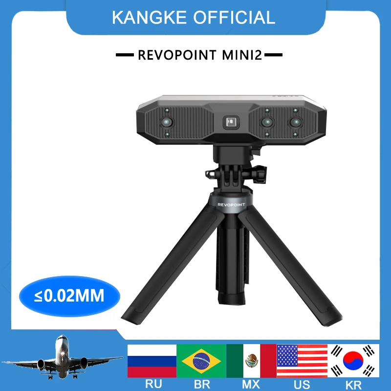 

3D-сканер 2024 Revopoint MINI 2 для портативного 3D-печати, сканер 3D-принтера с точностью до 0,02 мм