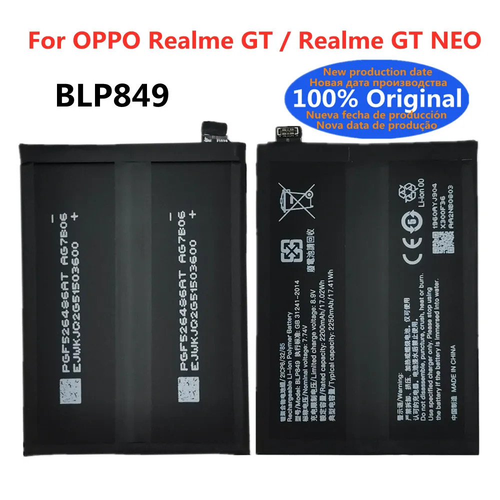 

BLP849 Original Battery For OPPO Realme GT / Realme GT NEO High Quality Replacement Phone Battery Bateria 4500mAh