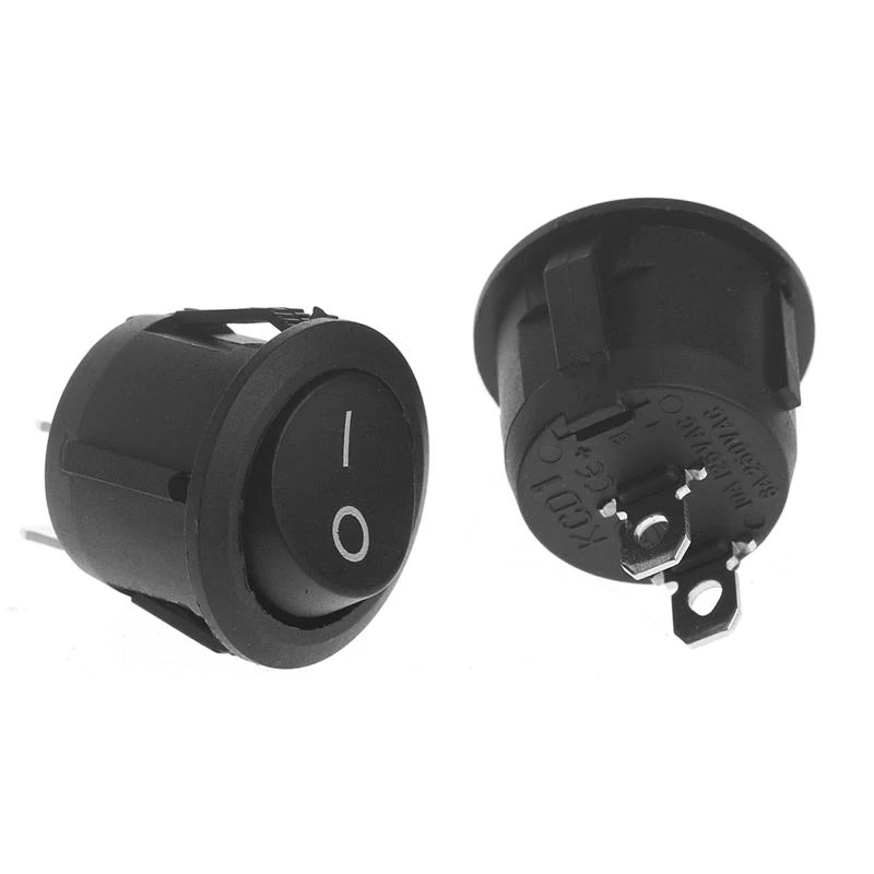 2 Pcs Round Rocker Switch 2 Pin Switch Home Appliances Black SPDT Switch