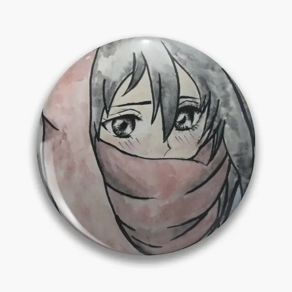 Mikasa Water Colour Style Art  Soft Button Pin Decor Lapel Pin Hat Lover Creative Fashion Collar Clothes Gift Cartoon Women