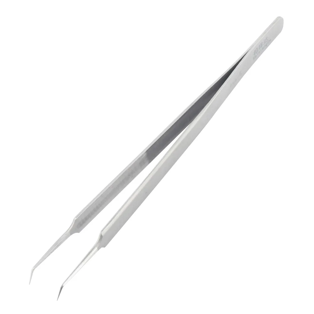 16cm Long Stainless Steel Curved Tweezers Ultra Thin Fine Pointed Tip Precision Lab Tweezers for iPhone BGA SMD Repair Tool