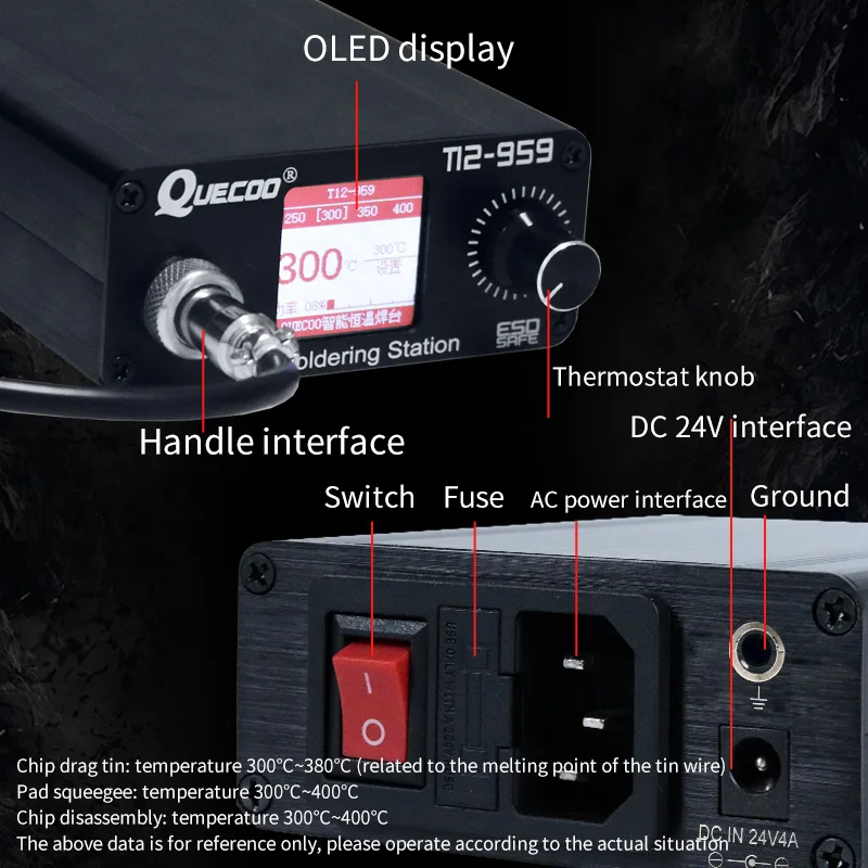 T12-959 V5.1 stacja lutownicza lutownica elektroniczna OLED większy wyświetlacz cyfrowy i 5pin M8 uchwyt żelazne wiertło