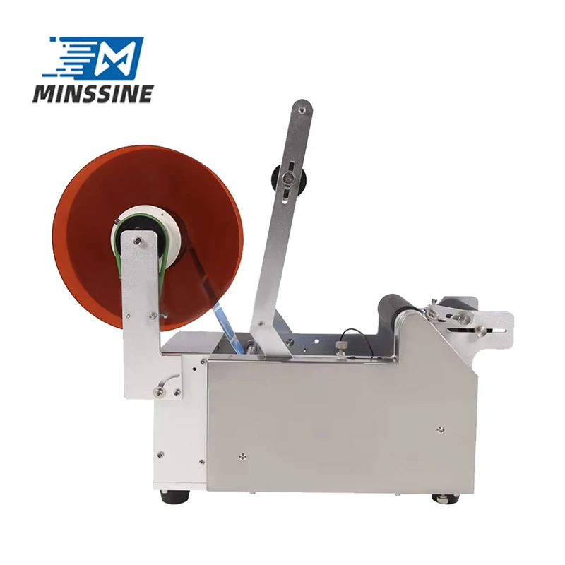 Electrically Driven Semi-Automatic Bottle Labeling Machine Stainless Steel Design Equipment Wood Packaging Material Core Motor