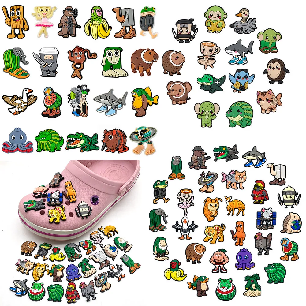 14-200pcs Steal Catch the Brainrot PVC Shoe Charms Cartoon DIY Accessories Sandals Garden Shoes Buckle Decoration for Party Gift