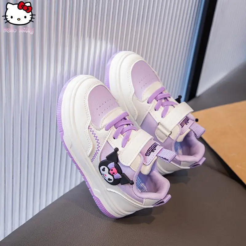 

Kuromi/обувь с мягкой подошвой для девочек, кавайные мультяшные весенне-осенние новые детские белые туфли Sanrio в стиле аниме, модная спортивная обувь для папы