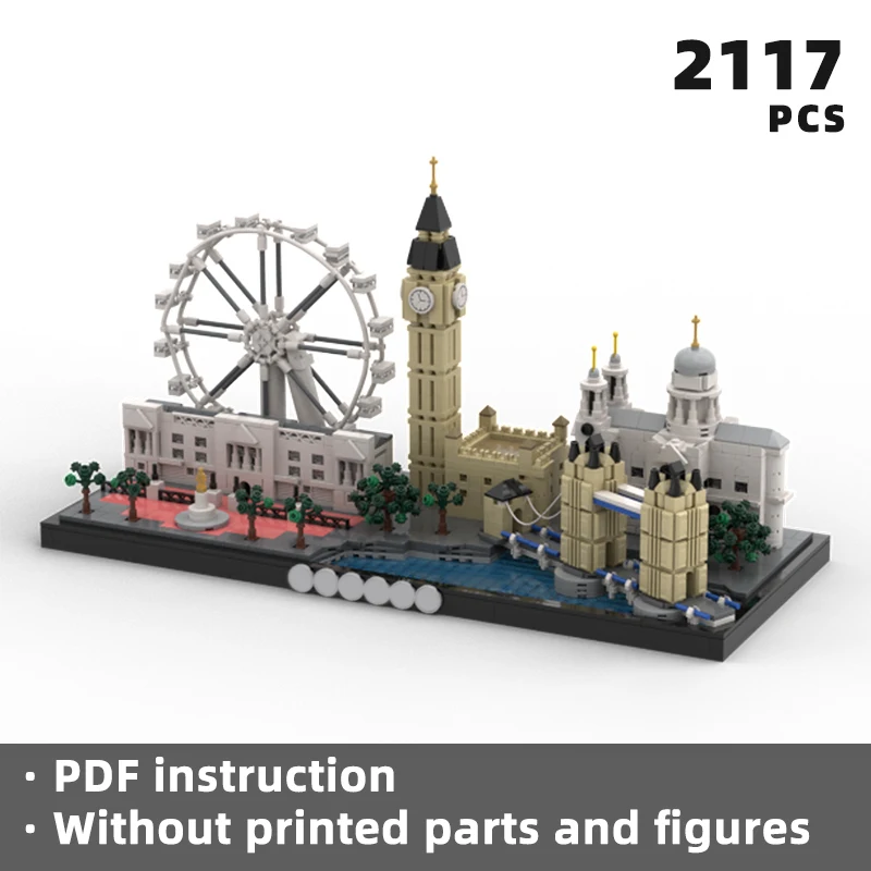 Komplizierte London Wahrzeichen Skyline Architektur Ziegel Stadt Stadtbild städtischen Diorama blockiert Diorama Gebäude England ikonischen Moc