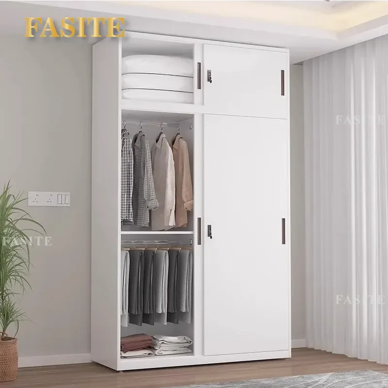 For Steel Wardrobe Printed Cabinet Household Bedroom Push-pull Lock Coat Cabinet Futon Bedding Locker Iron Color Changing