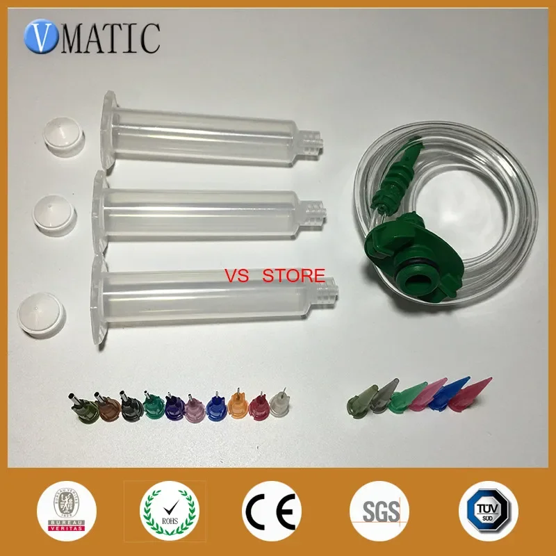 Free Shipping Trade Assurance Quality 10cc/ml Dispenser Dispensing Needles Tips Pneumatic Syringe Barrel With Piston