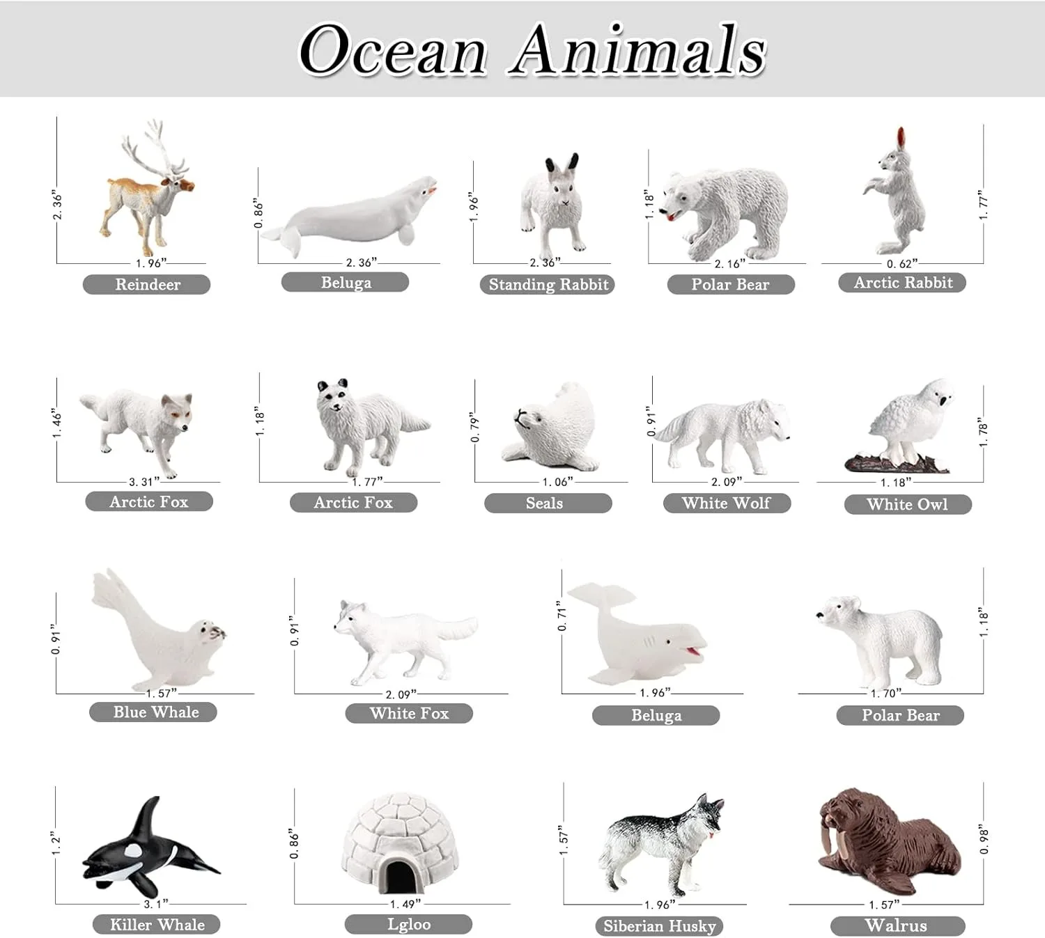 10 قطع من شخصيات حيوانات القطب الشمالي، تماثيل ألعاب حيوانات قطبية واقعية للأطفال الصغار، شخصيات مخلوقات بحر المحيط البلاستيكية مع