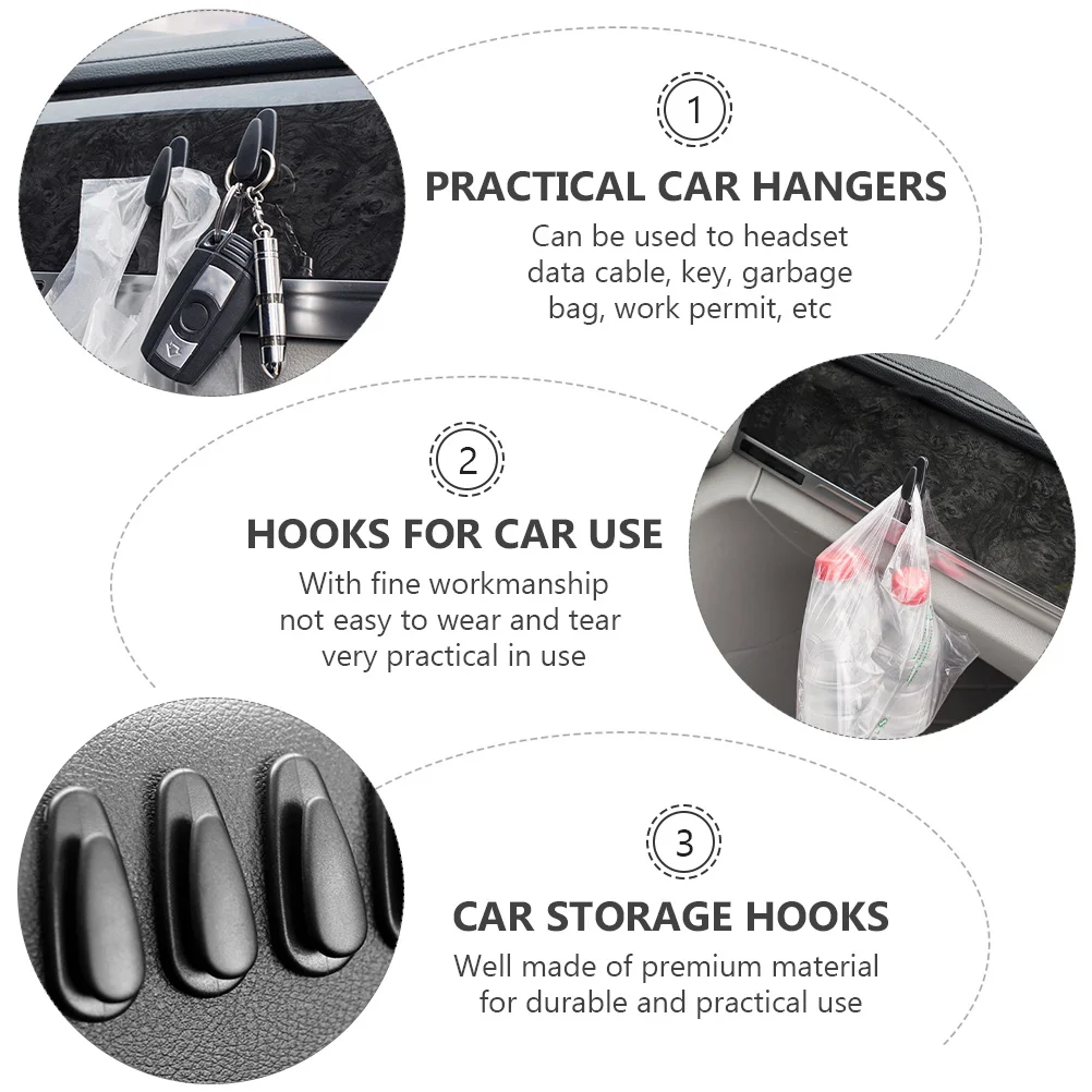 8 Pcs Multifunction Car Hook Hangers Organizer Hooks Abs Convenient Self-adhesive