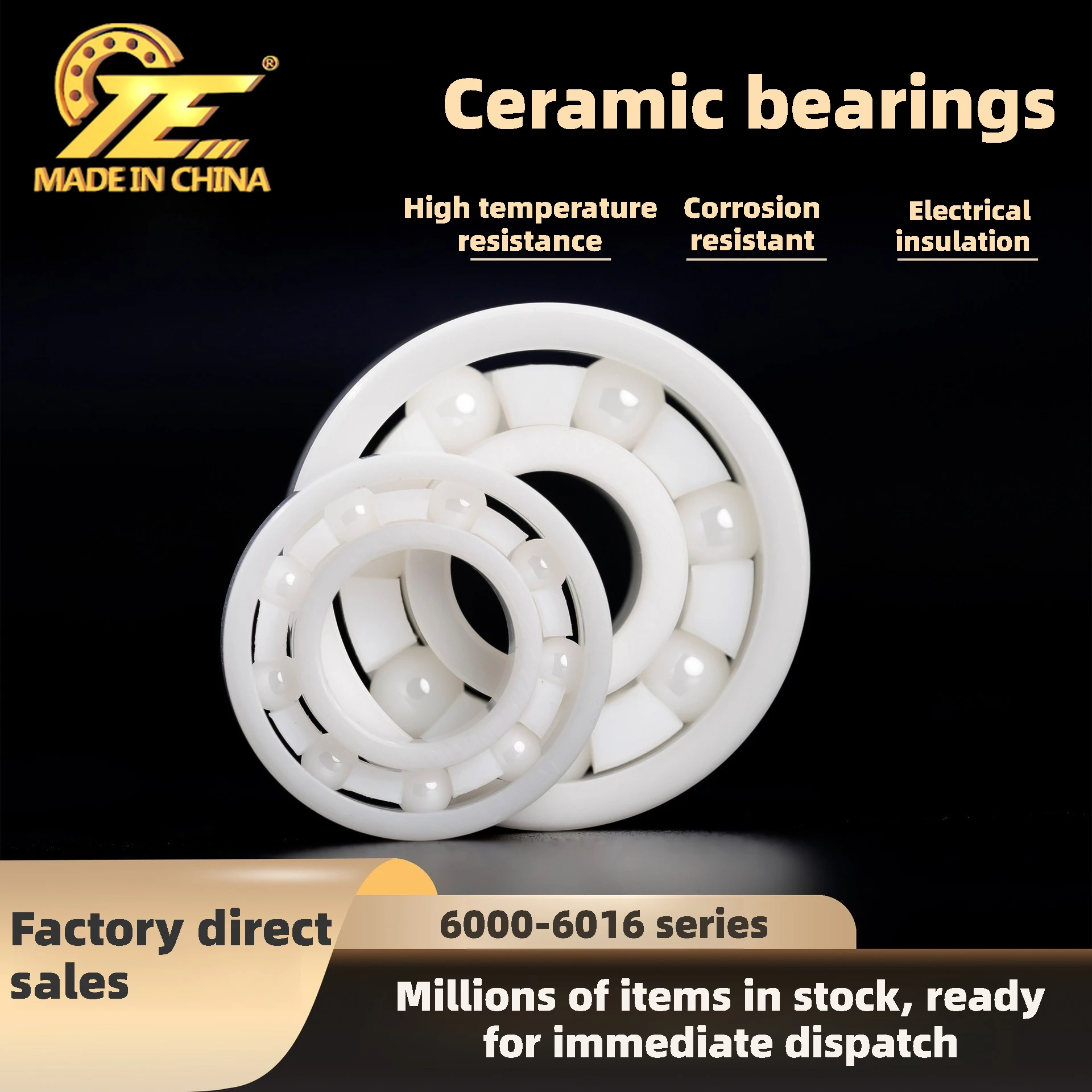 Full ceramic bearing 6000 6001 6002 6003 6004 6005 6006 Zirconia water drop wheel bearing