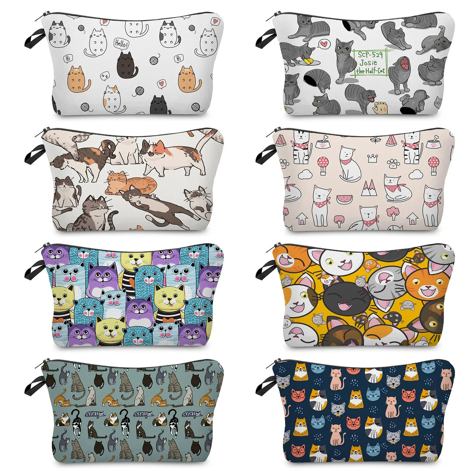 Portable Organizer Makeup Bags Ladies Toiletry Kit 2023 Fashion Anime Cat Print Women\'s Cosmetic Bag Beach Travel Customizable