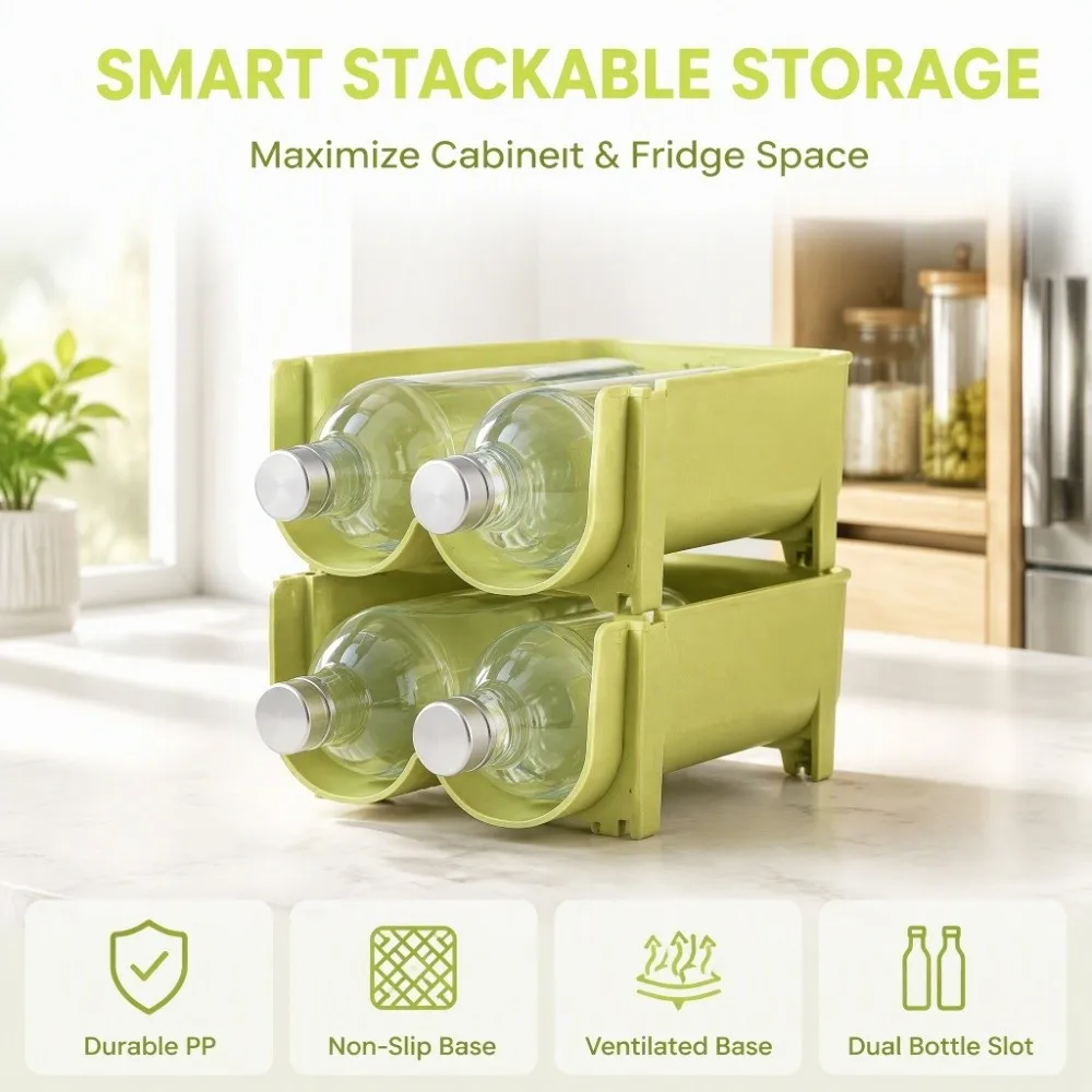 2PCS Durable PP Can Organizer Green Cabinet Fit Beverage Rack Layered Structure Drink Storage Holder Home Kitchen