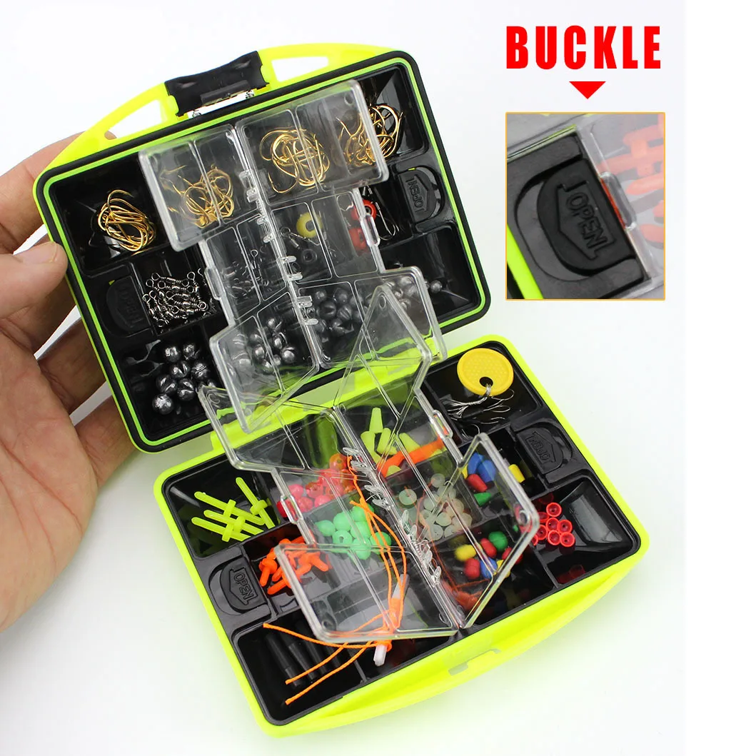 184pcs Double Layer Carp Fishing Tool Set - Bait Tackle Box, Surfcasting Lures, Swivel Jig, Lead Head Hooks & More!