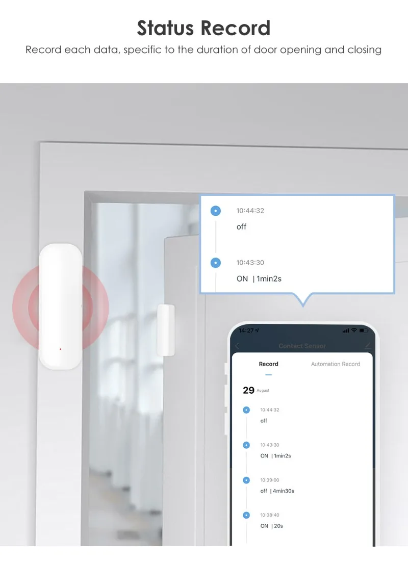 Sensor de puerta y ventana inalámbrico inteligente, sensor de escena de enlace inteligente, interruptor magnético de seguridad para el hogar, alarma de puerta